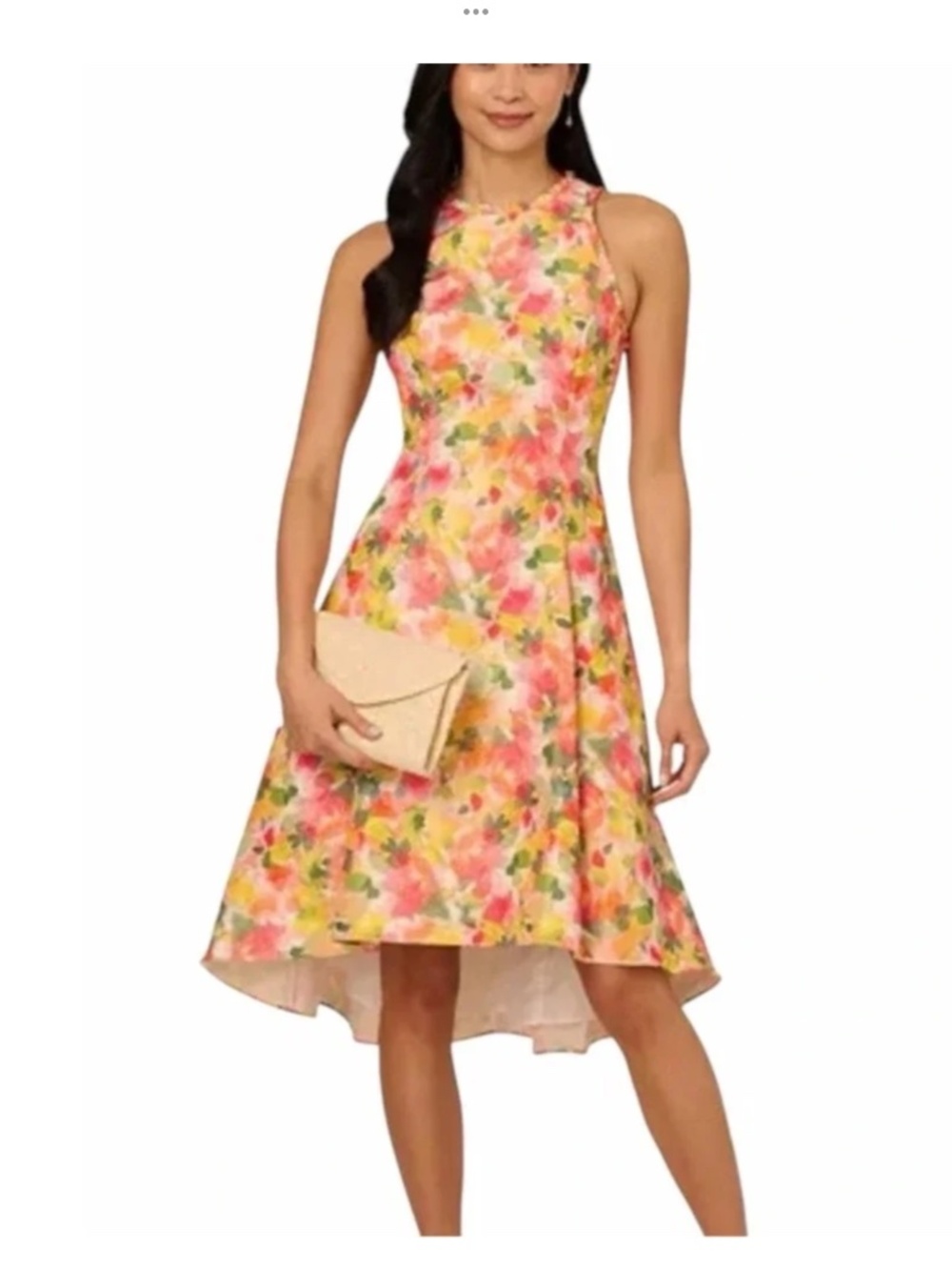 ADRIANNA PAPELL sleeveless ruffled jacquard dress, size 12